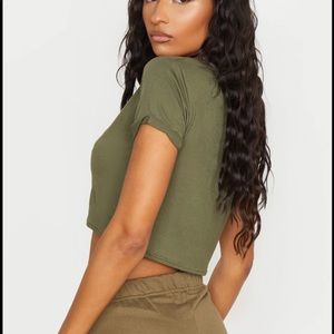 Pretty little things Roll Sleeve Crop T Shirt